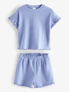 NEXT Girls Ribbed Self-Striped Top with Shorts