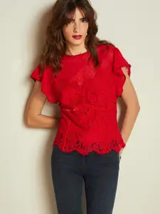 NEXT Lace Dobby Flutter Sleeve Top