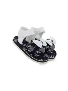 BAESD Infant Girls Musical Printed Bow Detailed Open Toe Flats