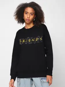 Bewakoof Friends Graphic Printed Oversized Cotton Pullover Sweatshirt