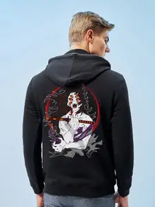 Bewakoof Kokushibo Printed Hooded Cotton Pullover Sweatshirt