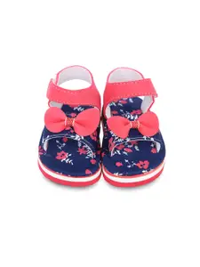 BAESD Infant Girls Printed Bow Detailed Musical Open Toe Fats