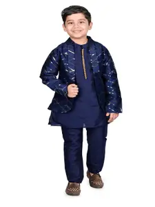 BAESD Boys Mandarin Collar Regular Kurta with Trousers & Jacket