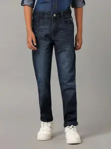 UNDER FOURTEEN ONLY Boys Navy Blue Slim Fit Low Distress Light Fade Jeans