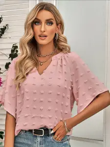 StyleCast Pink V-Neck Short Sleeves Extended Sleeves Top