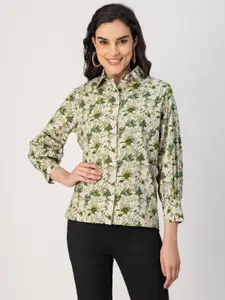 Moomaya Long Sleeves Spread Collar Floral Printed Opaque Casual Shirt
