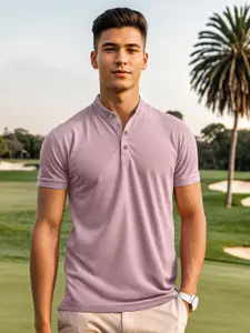 The Souled Store Mandarin Collar Short Sleeves Cotton T-shirt