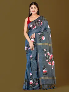 HOUSE OF ARLI Green & Red Floral Silk Blend Saree