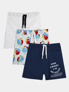 Anthrilo Boys Pack Of 3 Printed Mid-Rise Cotton Shorts
