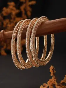 Jazz and Sizzle Set Of 4 Gold-Plated CZ-Studded Bangles