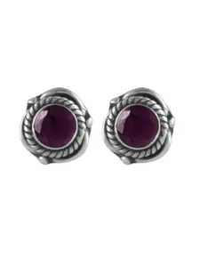 Abhooshan Purple Contemporary Studs Earrings