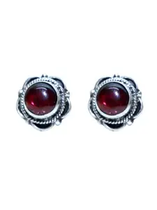 Abhooshan 92.5 Sterling Silver Floral Artificial Stones Studded Studs Earrings