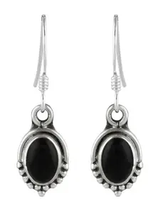 Abhooshan 92.5 Sterling Silver Onyx Studded Drop Earrings