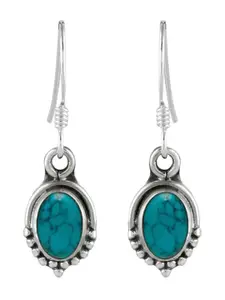 Abhooshan Oxidised Sterling Silver Turquoise Drop Earrings
