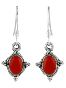 Abhooshan Oxidised Sterling Silver Coral Drop Earrings
