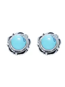 Abhooshan Turquoise Blue Contemporary Studs Earrings