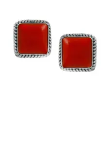 Abhooshan Red Contemporary Studs Earrings