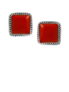 Abhooshan Sterling Silver Coral Studs Earrings