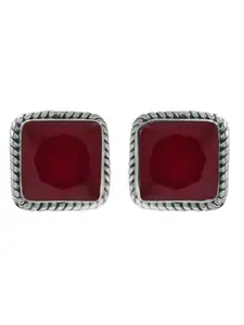 Abhooshan Faux Ruby 92.5 Sterling Silver Contemporary Studs Earrings