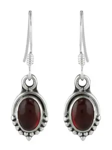 Abhooshan Sterling Silver Garnet Drop Earrings