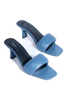 MAYZE Blue PU Kitten Sandals with Bows