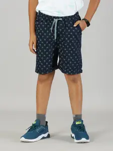 KiddoPanti Boys Mid-Rise Floral Printed Pure Cotton Shorts