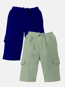 KiddoPanti Boys Pack of 2 Mid-Rise Pure Cotton Cargo Shorts