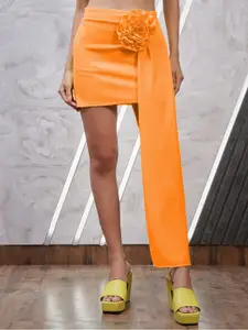 Athena Orange Coloured Corsage Mini Skirt