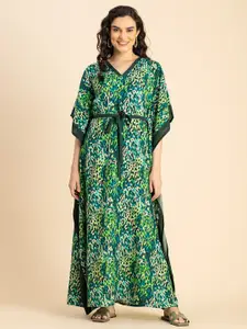 Moomaya Floral Print Kaftan Maxi Dress