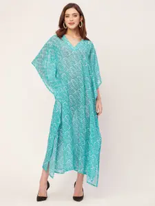 Moomaya Abstract Printed Kimono Sleeve Kaftan Maxi Dress