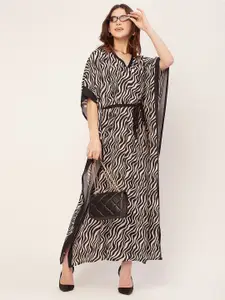 Moomaya Animal Printed Kimono Sleeve Kaftan Maxi Dress