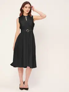 Moomaya Keyhole Neck Sleeveless Fit & Flare Midi Dress