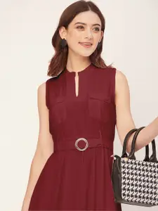 Moomaya Keyhole Neck Sleeveless Fit & Flare Midi Dress
