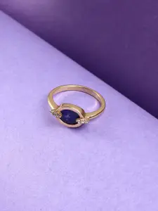 Accessorize 14KT Real Gold Plated Z Healing Stone Lapis Finger Ring