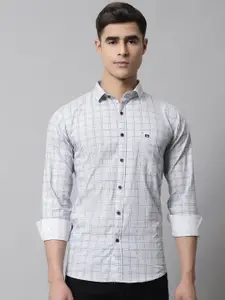 Majestic Man Slim Fit Grid Tattersall Checked Pure Cotton Casual Shirt