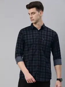 Majestic Man Grey Slim Fit Tartan Checks Opaque Pure Cotton Casual Shirt