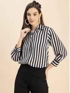 Moomaya Striped Printed Long Sleeves Spread Collar Casual Shirt