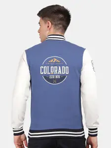 t-base Typography Printed Stand Collar Varsity Jacket