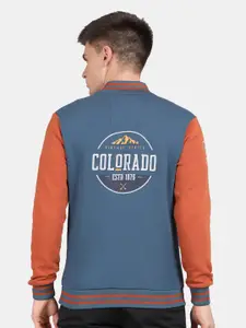 t-base Typography Printed Stand Collar Varsity Jacket