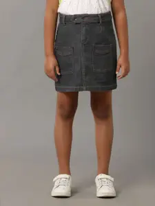 UNDER FOURTEEN ONLY Girls Denim Casual Straight Hem A-Line Skirt