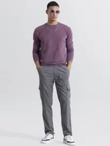 Snitch Men Smart Mid Rise Loose Fit Regular Cargos Trousers