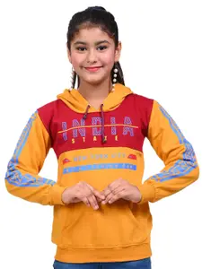 BAESD Girls Typography Printed Hooded Cotton Sweatshirt