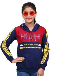 BAESD Girls Typography Printed Full Sleeve Cotton Hooded Sweatshirt