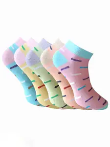 HRX by Hrithik Roshan Men Pack Of 5 Patterned Anti-Bacterial Ankle-Length Socks