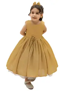 StyleCast Yellow Round Neck Fit & Flare Maxi Dress