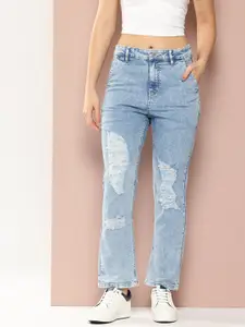Harvard Women Straight Fit Ripped Jeans