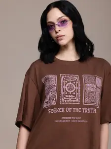 The Roadster Life Co. Printed Drop-Shoulder Sleeves Oversized T-shirt