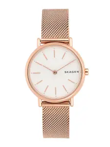 SKAGEN Women White & Rose Gold-Toned Analogue Watch