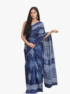 KIAARON Ethnic Motifs Pure Cotton Block Print Saree