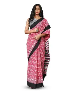 JALTHER Ethnic Motifs Printed Pure Cotton Block Print Saree